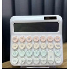 Skygo 12 Haneli Güneş Enerjili Hesap Makinesi Açılı Geniş Ekran, Çift Güç Kaynağı Solar Büyük Boy Beyaz