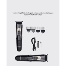 Kablosuz, Paslanmaz Çelik Bıçaklı Profesyonel Saç ve Sakal Tıraş Makinesi - Sessiz, Güçlü ve Ergonomik - Lisinya