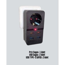 Akıllı Akım Dengelemeli Priz 2500W 4 USB Type C Çıkışlı - Lisinya