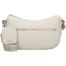 Hugo Kadın Marka Logolu Omuz Askılı Fermuar Kapamalı Beyaz Omuz Çantası 50523614-112