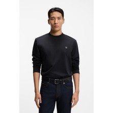 Boss Erkek Normal Kalıp %100 Pamuklu Logo Baskılı Uzun Kollu Lacivert Sweatshirt 50555107-404