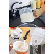 PremiumPort Pratik Ölçülü Yıkama ve Süzme Bakliyat Pirinç Süzgeci 1 Lt