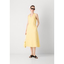Hugo Kadın Rahat Kalıp V Yaka Kolsuz Midi Boy Sarı Elbise 50540512-736