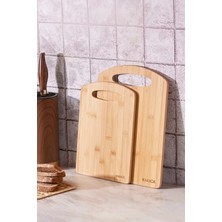 PremiumPort Doğal Bambu Kesme Tahtası Çift Seti, 28/33 Cm, Sağlıklı ve Şık Tasarım