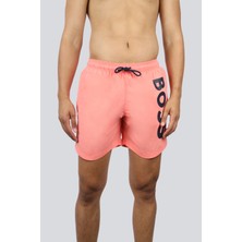 Boss Erkek Logo Baskılı Hızlı Kuruyan Kumaş Beli Ip Bağlamalı Pembe Mayo 50514502-671