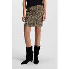Hugo Kadın Regular Fit Fermuar Kapatmalı Astarlı Leopar Desenli Mini Leopar Etek 50545996-960