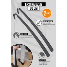 Orvila 2 Adet - Antrasit 60 cm Ayakkabı Çekeceği | Sert Plastik Asılabilir Çekecek Yumuşak Kerata Uzun