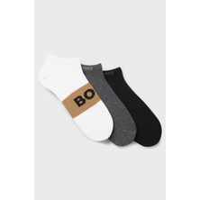 Boss Erkek Pamuklu Logo Desenli Düşük Bilekli 3'lü Paket Çok Renkli Çorap 50543482-960