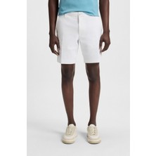 Boss Erkek Normal Bel Diz Üstü Cep ve Kemer Detaylı Beyaz Şort 50543951-100