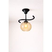 Kuzenler Modern Siyah Tekli Bal Camlı Avize