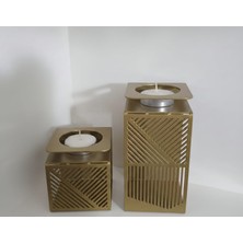 Odmek Dekoratif Metal Mumluk Seti (Büyük & Küçük) –  Masaüstü Mumluk (2’li Set)