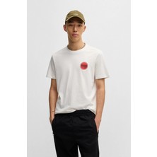 Hugo Erkek Regular Fit Yuvarlak Yaka Göğsünde Yuvarlak Logo Desenli Kısa Kollu Beyaz T-Shirt 50530641-102