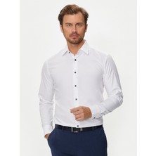 Boss Erkek Pamuklu Uzun Kol Dokuma Günlük Kullanım Beyaz Gömlek 50519867-100