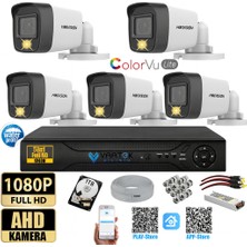 Vartek Bilişim Hikivision 5  Kameralı Gece Renkli 2mp 1080P Tak Çalıştır Hazır Kamera Seti