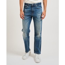Boss Erkek Eskitme Desenli Normal Kalıp Pamuklu Esnek Denim Lacivert Jeans 50546630-421