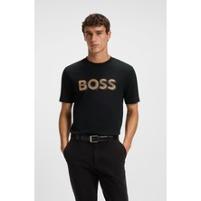 Erkek Boss Bisiklet Yaka Kısa Kol Pamuklu Siyah T-Shirt 50551902-001