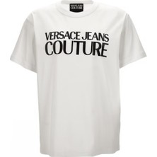 Versace Erkek Regular Fit Yuvarlak Yaka Kısa Kollu Beyaz T-Shirt 78GAHE05CJ00E-003