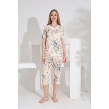 Evia Angelique Bambu Kumaş Kısa Kol Kadın Kapri Takım 22274