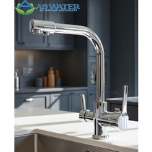 As Water 3 Yollu Arıtma Bataryası Arıtma Musluğu  Sıcak-Soğuk ve Arıtma Suyu Krom