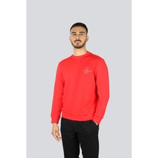 Paul & Shark Erkek Logo Üstü Yılan Desenli Yuvarlak Yaka Regular Fit Uzun Kollu Kırmızı Sweatshirt 25411882-577