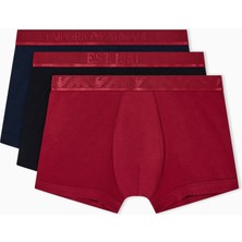 Emporio Armani Erkek Beli Lastikli Pamuklu Slim Fit 3'lü Kırmızı Boxer EM000259 AF10780-M5058