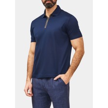 Paul & Shark Erkek Kısa Kol Pamuklu Polo Yaka Fermuar Kapamalı Lacivert-Gold Polo Yaka T-Shirt 25411231-13E