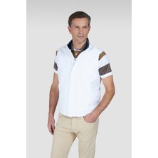 Paul & Shark Erkek Regular Fit Rahat Esnek Kumaş Dik Yaka Uzun Kollu Beyaz Yelek 25412657-010