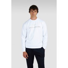 Paul & Shark Erkek Normal Kalıp Logo Işlemeli Uzun Kollu Pamuklu Beyaz Sweatshirt 15311845-965