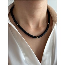 Hercy Siyah Fimo Kolye | Gold Detaylı Fimo Kolye