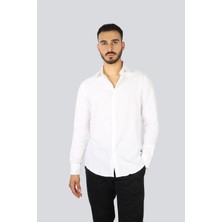 Paul & Shark Erkek Regular Fit Pamuklu Kesik Yaka Uzun Kollu Beyaz Gömlek 25413012CF-010