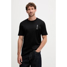 Paul & Shark Erkek Regular Fit %100 Pamuklu Yuvarlak Yakalı Logo Desenli Siyah T-Shirt 15311628-011