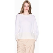 Armani Exchange Kadın Organik Pamuklu Uzun Kollu Ekru Kazak XW000772 AF16602-U1003