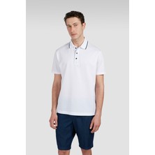 Paul & Shark Erkek Polo Yaka Kısa Kollu Yaka Kısmı Çizgi Desenli Beyaz Polo Yaka T-Shirt 25411203-010