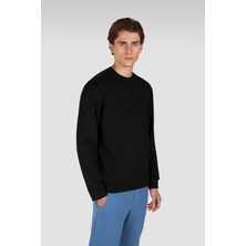 Paul & Shark Erkek Normal Kalıp Yuvarlak Yakalı Shark Logo Işlemeli Uzun Kollu Siyah Sweatshirt 15311865-011
