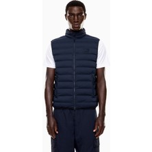 EA7 Erkek Kolsuz Dik Yaka Şişme Fermuar Kapama Lacivert Yelek 7M000683 AF15953-UB102