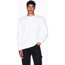 Armani Exchange Erkek Regular Fit Marka Logolu Bisiklet Yaka Pamuklu Uzun Kollu Beyaz Sweatshirt XM001371 AF13047-U0009
