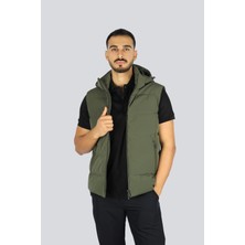 Paul & Shark Erkek Kapitone Desenli Içi Dolgulu Kapüşonlu Yeşil Yelek 15312006-089