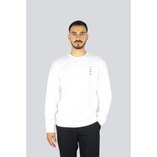 Paul & Shark Erkek Regular Fit Pamuklu Logo Baskılı Yuvarlak Yaka Uzun Kollu Beyaz Sweatshirt 15311862-010