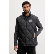 EA7 Erkek Kolsuz Dik Yaka Şişme Fermuar Kapama Siyah Yelek 7M001002 AF15923-UC001