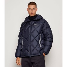 EA7 Erkek Kapitoneli Kapüşonlu Su Tutmayan ve Nefes Alabilen Kumaş Ördek Tüyü Dolgulu Mavi Mont 7M001001 AF15923-UB102