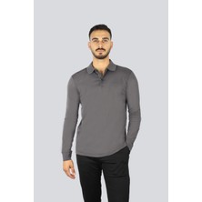 Paul & Shark Erkek Düğme Kapama Uzun Kol Polo Yaka Reqgular Fit Gri Polo Yaka T-Shirt 15311727-94D