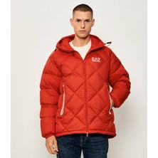 EA7 Erkek Kapitoneli Kapüşonlu Su Tutmayan ve Nefes Alabilen Kumaş Ördek Tüyü Dolgulu Kırmızı Mont 7M001001 AF15923-U5008