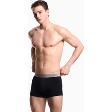 Emporio Armani Erkek Bel Lastik Marka Yazılı Dar Kısa Boy Dokuma Kumaş Siyah Boxer EM000231 AF14988-UC001