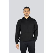 Paul & Shark Erkek Regular Fit Kapüşonlu Yaka Shark Logo Detaylı Uzun Kollu Siyah-Gümüş Sweatshirt 15311851-11D