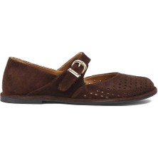 Celal Gültekin Kadın Kahverengi Tokalı Süet Deri Ayakkabı