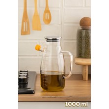 PremiumPort Paslanmaz Metal Kapaklı Vakumlu Borosilikat Cam Yağlık 1000ML