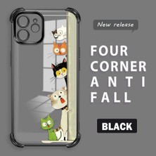 HONTINGA iPhone 12 ile Uyumlu Şeffaf Kılıfı Düşüme Önleyici Basitlik Anti Düşme Kamera Korumali Kedi Desen Yumuşak Silikon Telefon Kılıfı Kadın ve Erkek Için Uygundur K3-0217