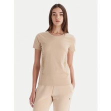 EA7 Kadın Slim Fit Kısa Kollu Logolu Bisiklet Yaka Gri T-Shirt 7W000521 AF12503-U1046