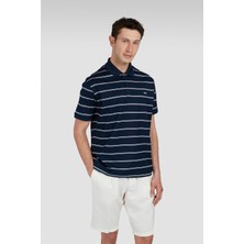 Paul & Shark Erkek Kısa Kol Polo Yaka Çizgi Desen Pike Örgü Lacivert-Beyaz Polo Yaka T-Shirt 25411304-373