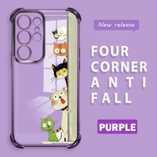 HONTINGA Samsung Galaxy S22 Ultra ile Uyumlu Şeffaf Kılıfı Düşüme Önleyici Basitlik Anti Düşme Kamera Korumali Kedi Desen Yumuşak Silikon Telefon Kılıfı Kadın ve Erkek Için Uygundur K3-0217